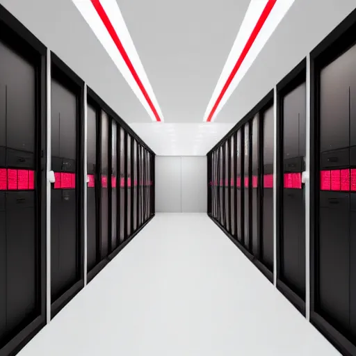 Image similar to server room with red ambient lights, realistic,