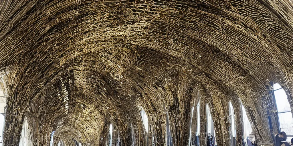 Image similar to knitting gold arch architecture by giger alien