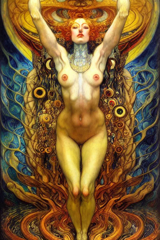 Image similar to Divine Chaos Engine by Karol Bak, Jean Delville, William Blake, Gustav Klimt, and Vincent Van Gogh, symbolist, visionary