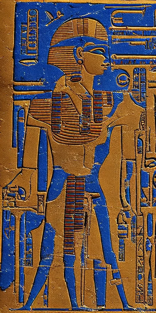 Image similar to egyptian hieroglyph blueprints to a spaceship