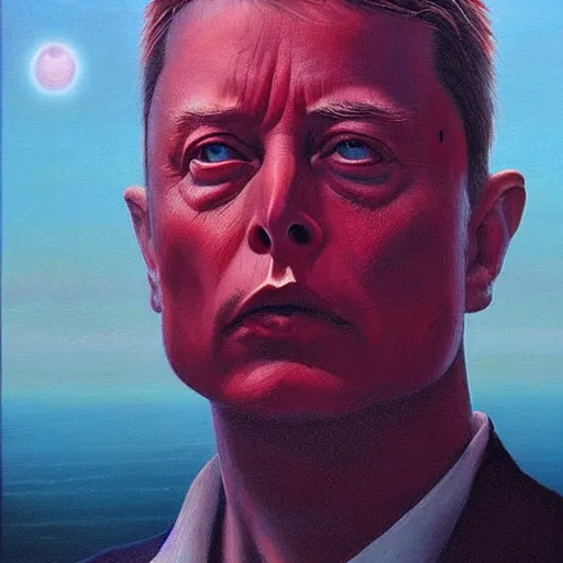 Image similar to elon musk as a zdzisław beksinski painting