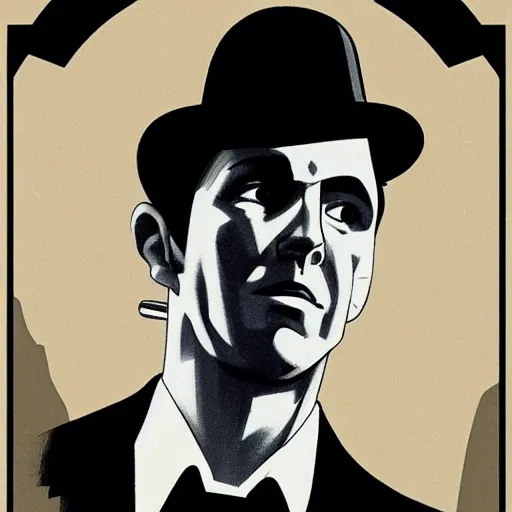Prompt: Portrait of a 1930’s Pulp Noir Detective in the style of Phil Noto