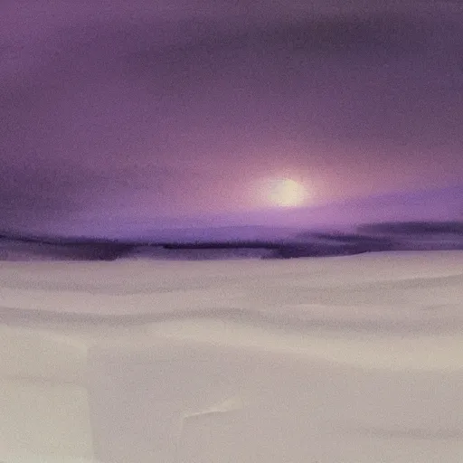 Prompt: luminist polar landscape, swiping brushwork, anamorphic light