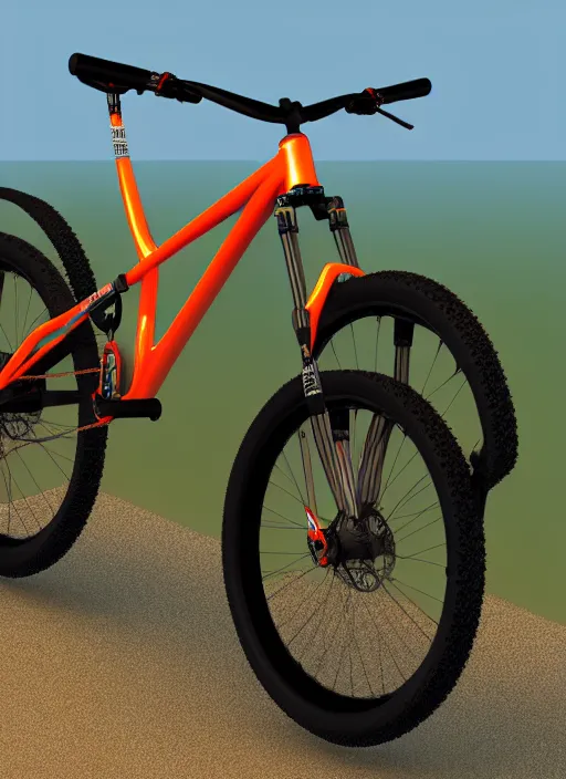 Prompt: hyper detailed 3 d render, downhill mountain bike, sleek design, next generation suspension 8 k