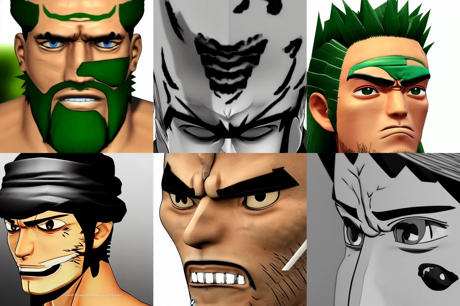 face, green hair, anime men, One Piece, anime, Roronoa Zoro, closeup, black  background, simple background