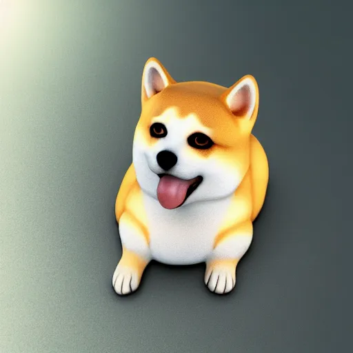 Image similar to A delicious steamed bun in the shape of a shiba inu. Studio lighting, octane render, high resolution, high quality, dark background