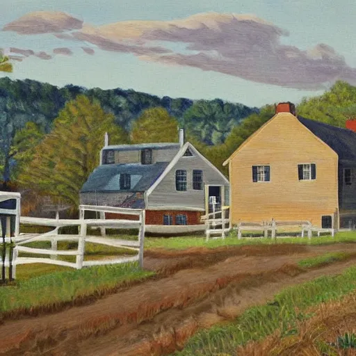 Image similar to portrait of Yankees, New England painting style