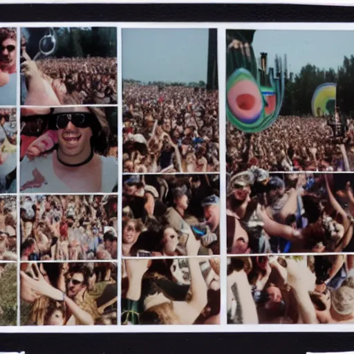 Prompt: Polaroid photos of Woodstock 99, 4K, award winning G