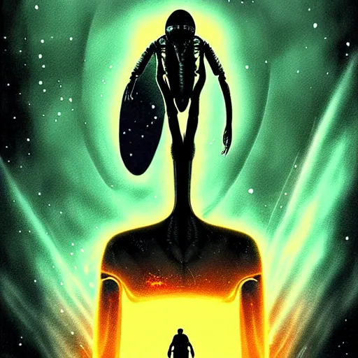 Image similar to alien poster art by kim jung giu