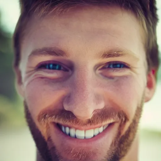 Prompt: photo of a white male smiling, closeup, selfie, HD