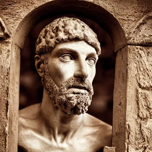 Prompt: portrait of a ancient greek, depth of field, zeiss lens, detailed, symmetrical, centered, fashion photoshoot, by annie leibovitz and steve mccurry, david lazar, jimmy nelsson, breathtaking, 8 k resolution, extremely detailed, beautiful, establishing shot, artistic, hyperrealistic, beautiful face, octane render