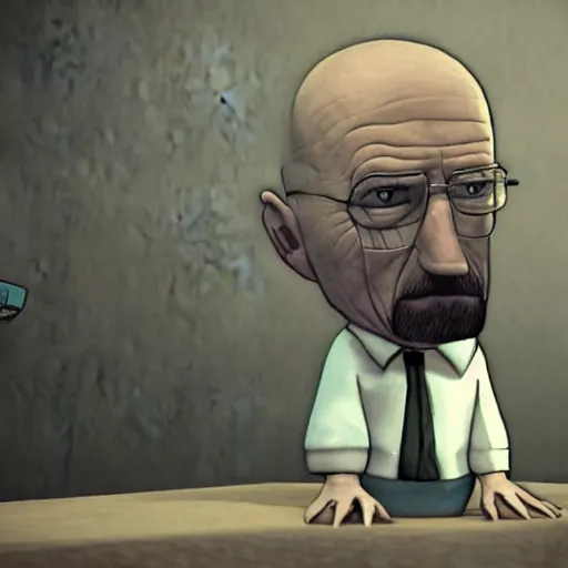 Image similar to walter white in the style of little nightmares