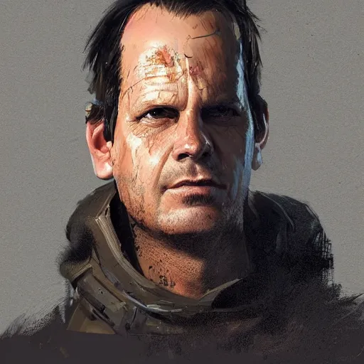 Image similar to portrait of a man by greg rutkowski, he looks like bill paxton, he is wearing a tactical gear and a superhero mask, highly detailed portrait, digital painting, artstation, concept art, smooth, sharp foccus ilustration, artstation hq