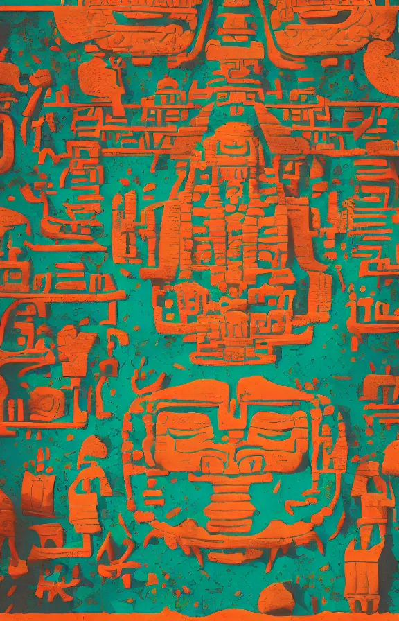 Image similar to mayan artifacts, sharp focus, james gilleard, print, game art