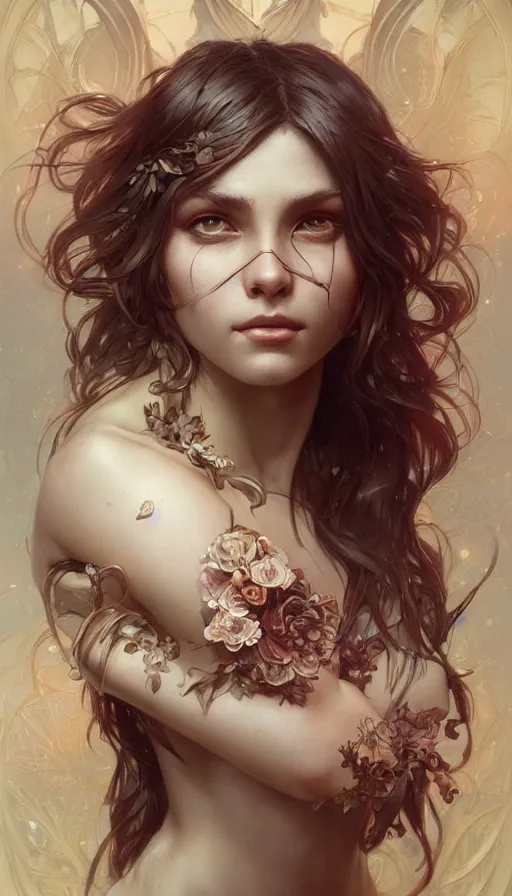 Prompt: love, fibonacci, sweat drops, insane, intricate, highly detailed, digital painting, artstation, concept art, smooth, sharp focus, illustration, Unreal Engine 5, 8K, art by artgerm and greg rutkowski and alphonse mucha