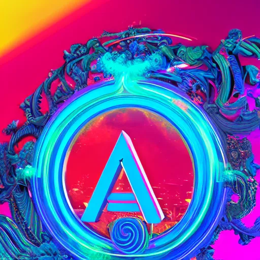 Image similar to a and w vaporwave logo, colorful, digital art, cosmic, 3 d high definition, trending on art station, photorealistic, high resolution, 8 k, octane, hyper detailed, insane details, intricate, elite, ornate, elegant trend, highly detailed and intricate, sharp focus, photography, unreal engine