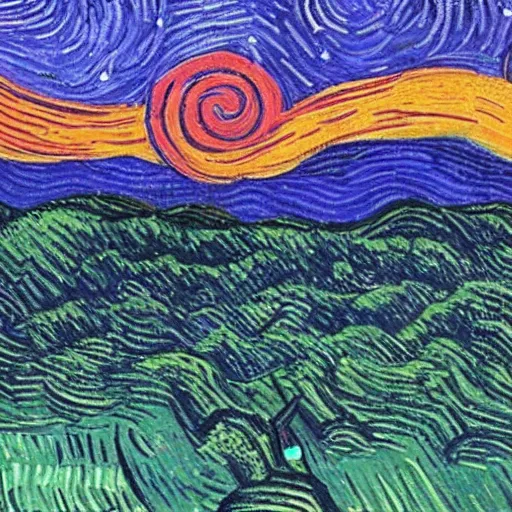 Image similar to asheville skyline in the style of starry night, by vincent van gogh