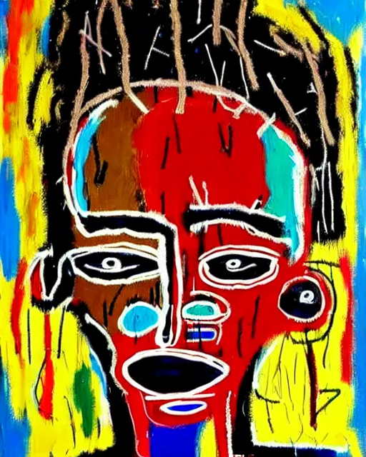 Image similar to stunning realistic portrait painting of a african dolls by jean - michel basquiat