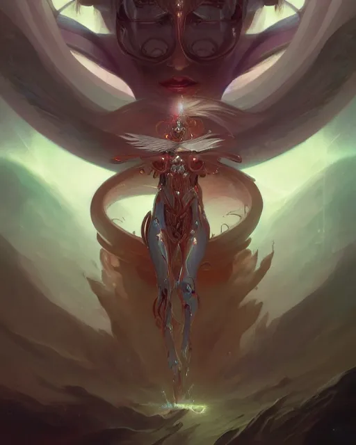 Image similar to portrait of a beautiful cybernetic emanation from the book \'angelarium\', by pete mohrbacher and artgerm and wlop, digital art, highly detailed, intricate, fantasy, mystical, Trending on Artstation HQ, deviantart, unreal engine, 4K UHD image