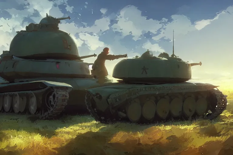 Prompt: concept art of a huge church combined with a tank aka churchtank in an open field, key visual, ambient lighting, highly detailed, digital painting, artstation, concept art, sharp focus, by makoto shinkai and akihiko yoshida and greg manchess