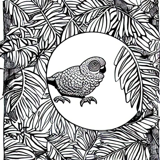 Image similar to greek cheek conure made out of tree illustration screen tone