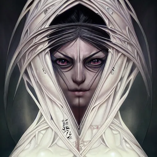 Image similar to symmetry!! portrait of pain from naruto, dark, intricate, elegant, highly detailed, digital painting, artstation, concept art, smooth, sharp focus, illustration, art by artgerm and greg rutkowski and alphonse mucha