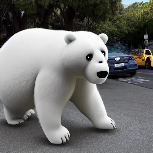 Prompt: ice bear from we bare bears in san fransisco, 8 k