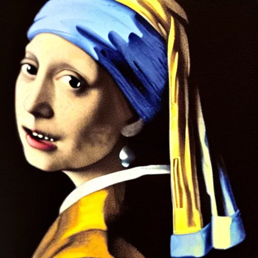 Image similar to Danny Devito with a pearl earring by Johannes Vermeer