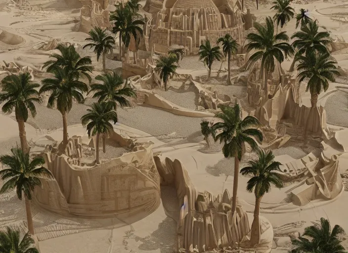 Prompt: cover concept art of the lost sand city, levitating sand, golden towers, golden pillars, palm trees, space and time, floating objects, post-processing, in the style of Hugh Ferriss, Behance, Artgerm. High detail, ultra realistic render, octane, 3D, photorealism, symmetric, cinematic from the academyumbrella