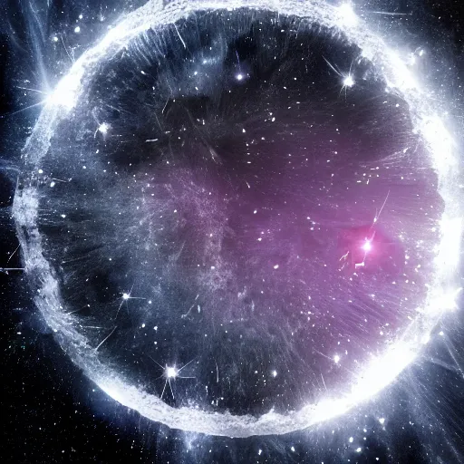 Prompt: crystal quartz fragments and diamond shards, dark side of the moon cover, centered in the middle of galactic space, radiating around prismatic colours of black hole singularity, hyper realistic focus, sharp details, cinema 4d octane, nasa images, volumetric lighting, cinematic lighting, houdini simulation, space nebula, 8k