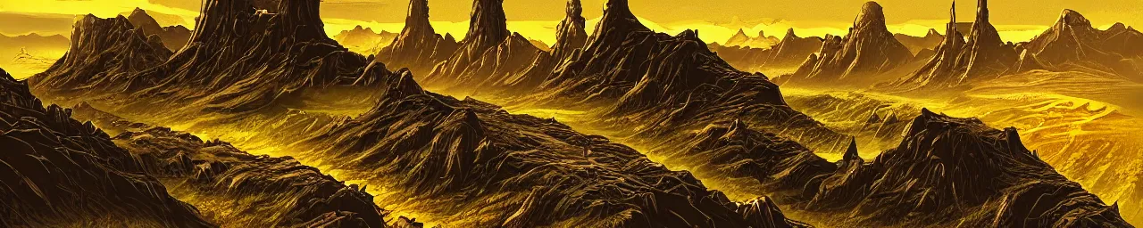 Image similar to retro sci-fi alien landscape