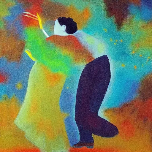 Prompt: a painting of when we're dancing nice and slow in the style of mordecai ardon