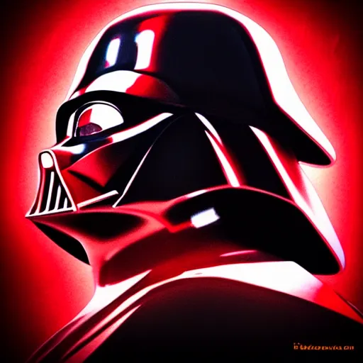 Image similar to darth vader, profile pic, red background, accurate anatomy, highly detailed, digital art, epic,