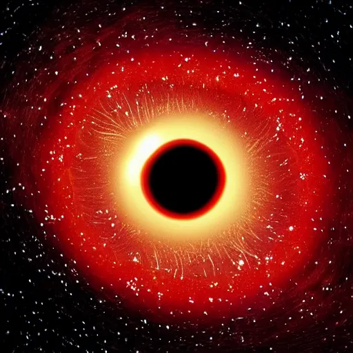 Image similar to Picture of a Human Eye as a Blackhole With Stars surrounding the Retina