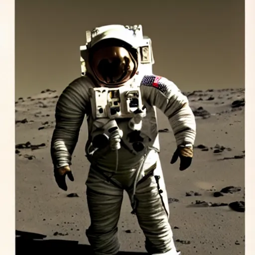 Image similar to photograph of the first man on mars