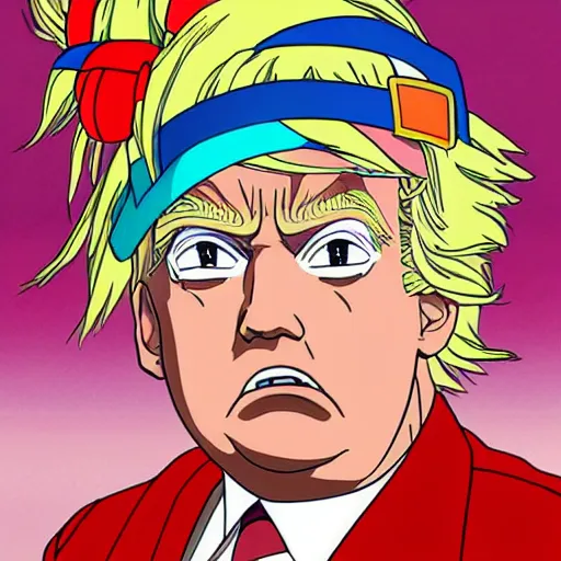 anime donald trump portrait, by studio ghibli, award | Stable Diffusion ...