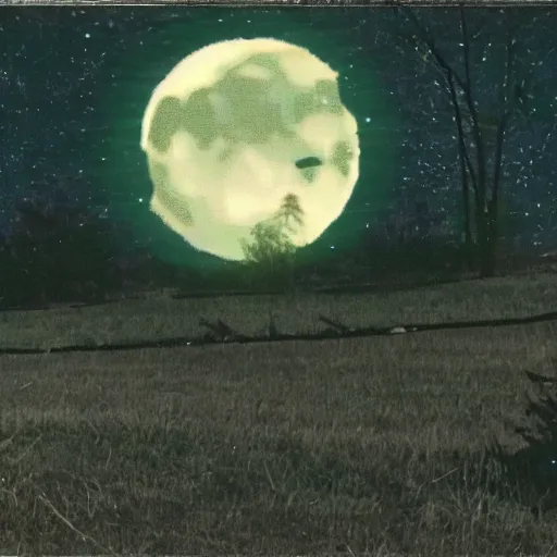 Image similar to a low - quality vhs video from 1 9 9 0 of a cg ghost wandering a moonlit cemetery