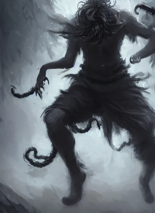 Prompt: a highly detailed illustration of fierce korean man with bowl cut black hair wearing tie with giant black claws, wielding giant black fog claws pose, foggy lovecraftian black mist surrounding background, perfect face, intricate, elegant, highly detailed, centered, digital painting, artstation, concept art, smooth, sharp focus, league of legends concept art, wlop.