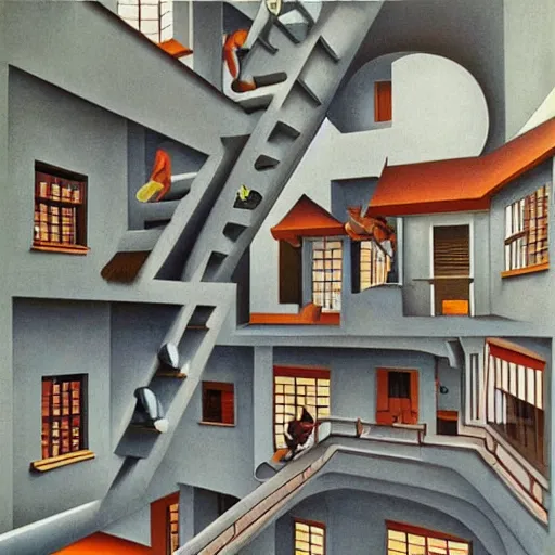 Image similar to painting by mc escher