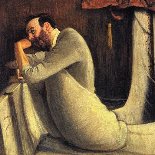 Image similar to A Python programmer's despair, oil on canvas, 1901