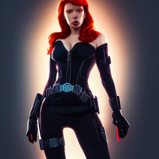 Image similar to Donald Trump as black widow, au naturel, hyper detailed, digital art, trending in artstation, cinematic lighting, studio quality, smooth render, unreal engine 5 rendered, octane rendered, art style by klimt and nixeu and ian sprigger and wlop and krenz cushart