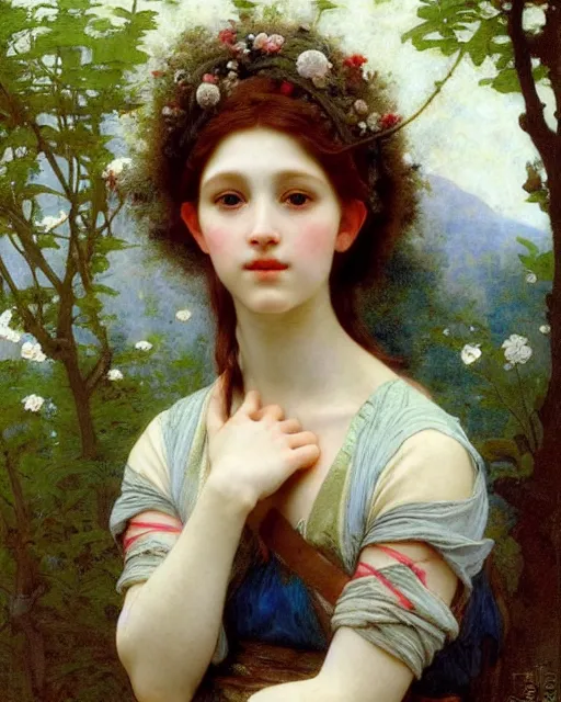 Prompt: a beautiful elf princess by Edgar Maxence and William-Adolphe Bouguereau