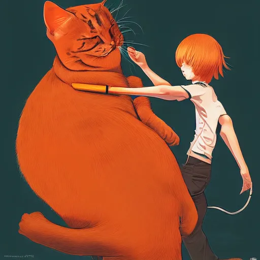 Prompt: an orange tabby gets a jab by ilya kuvshinov katsuhiro otomo