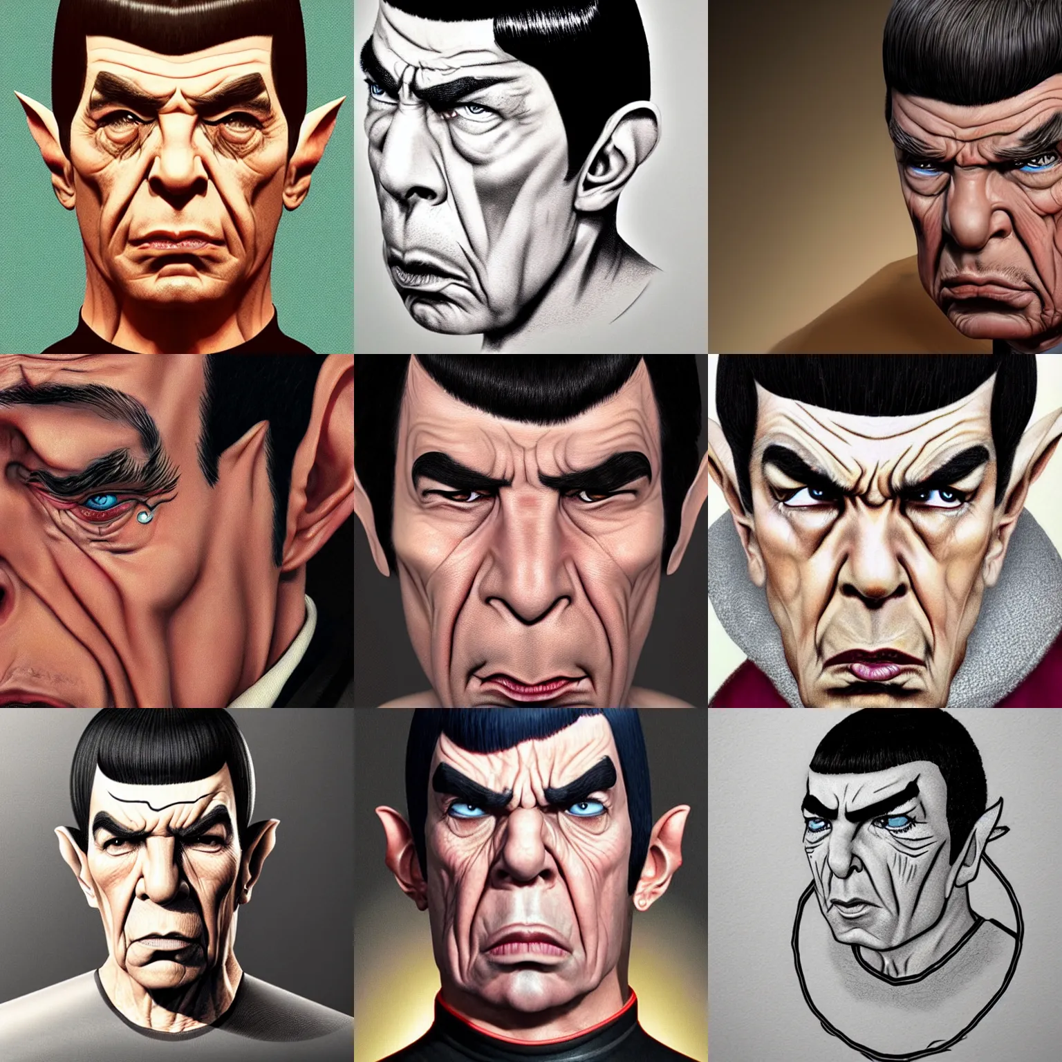 Prompt: a highly detailed portrait of an angry spock with a tear drop tattoo under is eye, highly detailed, detailed expressions, realistic