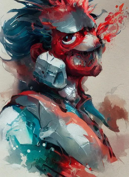 Image similar to semi reallistic gouache gesture painting, by yoshitaka amano, by ruan jia, by Conrad roset, by dofus online artists, detailed anime 3d render watermelon monster, watermelon terrible monster, antrophomorfic watermelon, portrait, cgsociety, artstation, rococo mechanical, Digital reality, sf5 ink style, dieselpunk atmosphere, gesture drawn