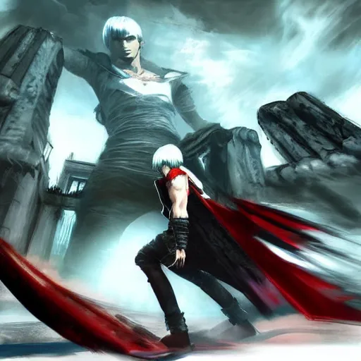 Prompt: super giant concept art of devil may cry 3