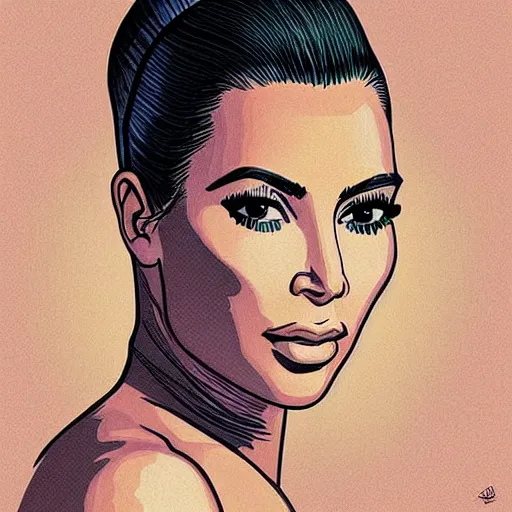 Image similar to “ kim kardashian retro minimalist portrait by jean giraud, moebius starwatcher comic, 8 k ”