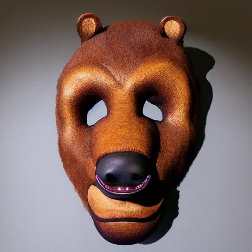 Image similar to photorealistic oni mask of yogi bear