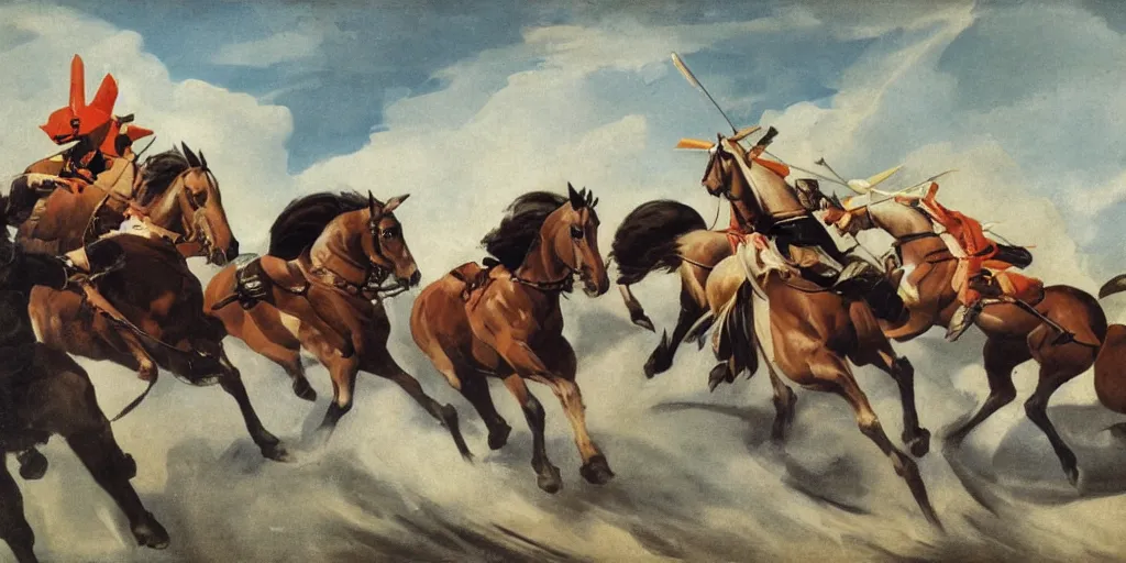 Image similar to cavalry charge, by tullio crali