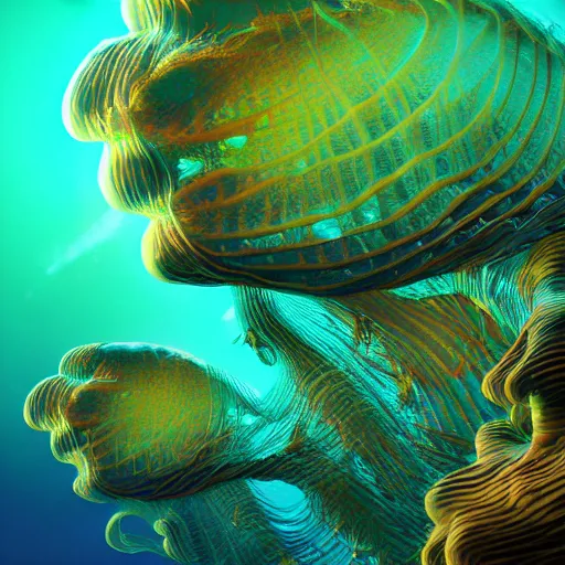 Prompt: Photorealistic bioluminescent sea life. Hyperdetailed photorealism, 108 megapixels, amazing depth, glowing rich colors, powerful imagery, psychedelic Overtones, 3D finalrender, 3d shading, cinematic lighting, artstation concept art